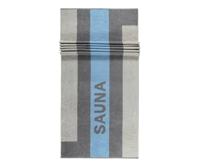 helling letterlijk Mand Sauna handdoek blokstreep Sky - Saunawinkel